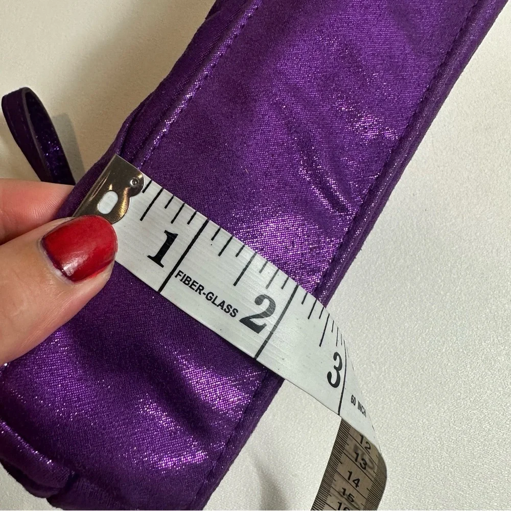 Victorias Secret Metallic Purple Shimmer Ruffle Makeup Bag Case Pouch